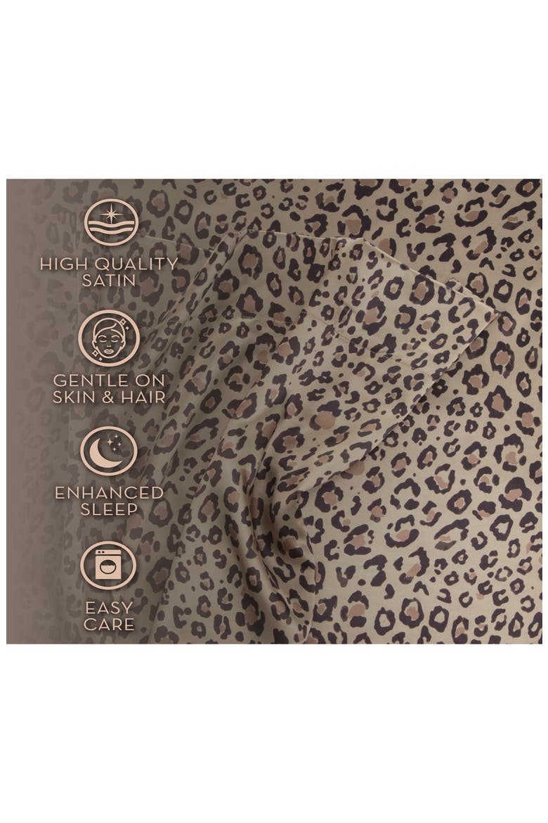 Elegance Leopard Satin Sheet Set, Alternate, color, LEOPARD