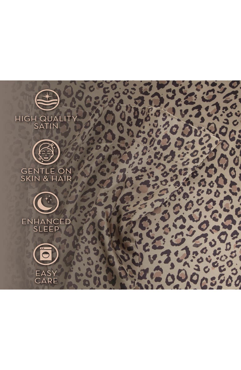 Martex Elegance Leopard Satin Sheet Set, Alternate, color, Leopard