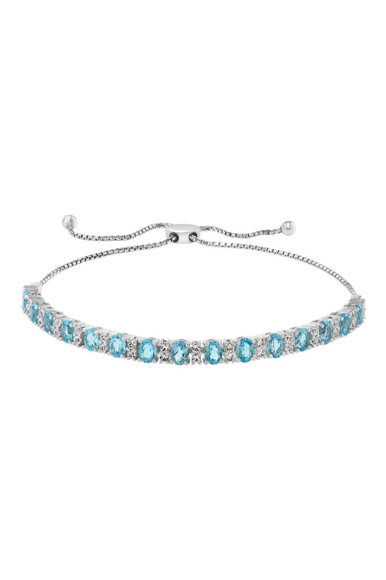 Sterling Silver Blue Topaz & White Sapphire Slider Bracelet, Main, color, BLUE