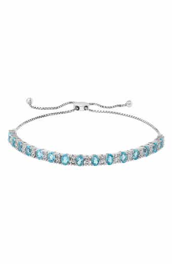 Sterling Silver Blue Topaz & White Sapphire Slider Bracelet