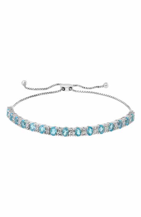 Sterling Silver Blue Topaz & White Sapphire Slider Bracelet