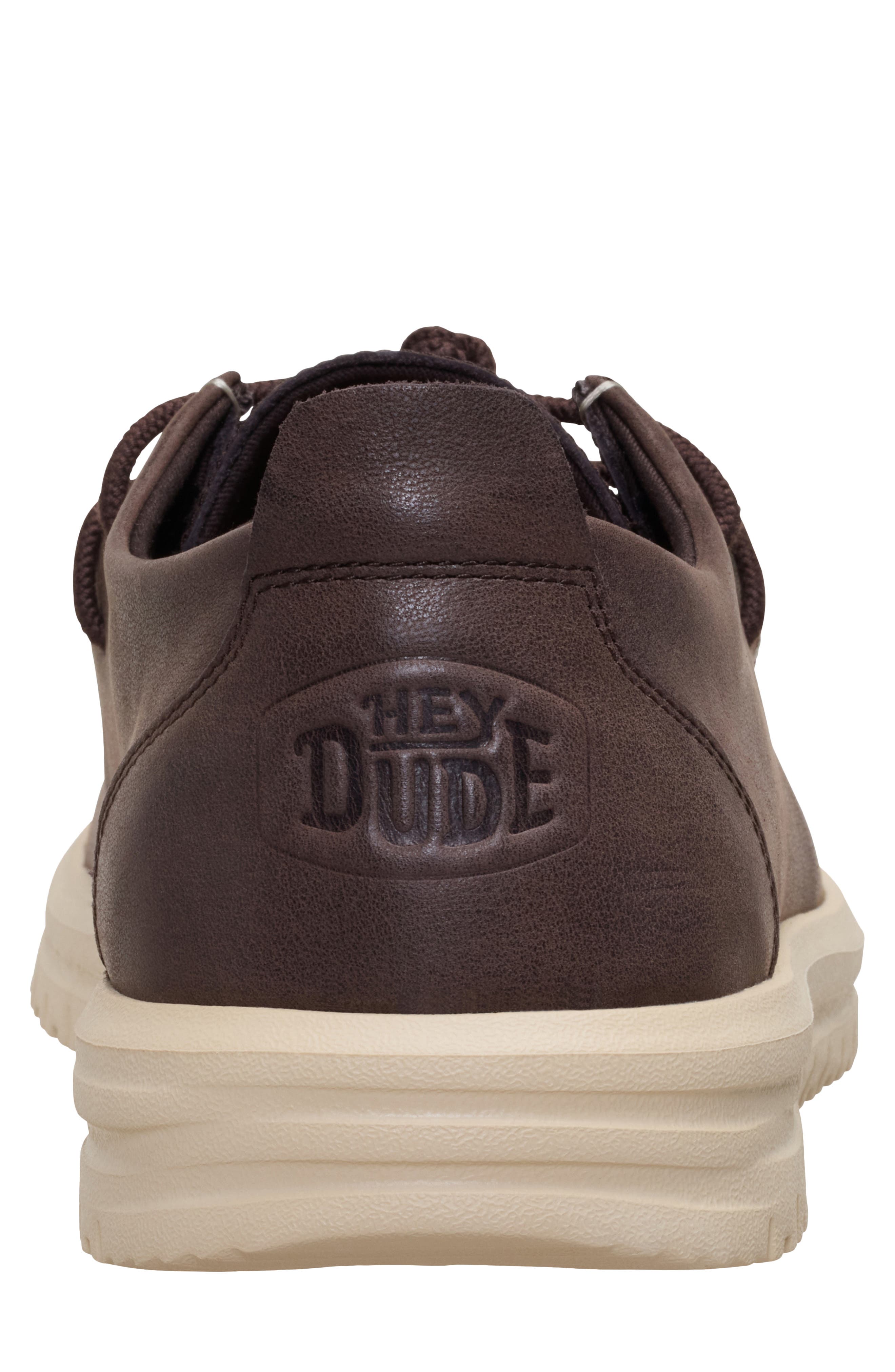 Hey Dude Wally NXT Leather Lace-Up Shoe, Alternate, color, Mole Brown/Wood Ash