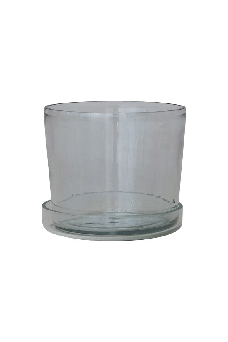 Planter with Drainage Hole and Saucer, Alternate, color, Clear