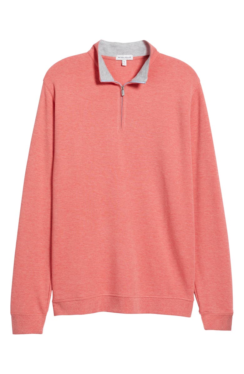 Peter Millar Crown Comfort Crewneck Piqué Quarter Zip, Alternate, color, Geranium
