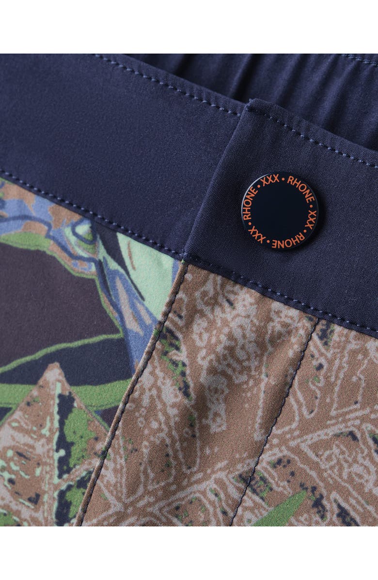 Rhone Barrier Water Repellent Swim Shorts, Alternate, color, Tropical Floral Green/ Blue