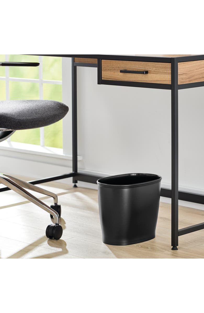 iDesign Oval 2.1 Gallon / 8 Liter Plastic Trash Can, 2-Pack, Black, Made in USA, Alternate, color, Black