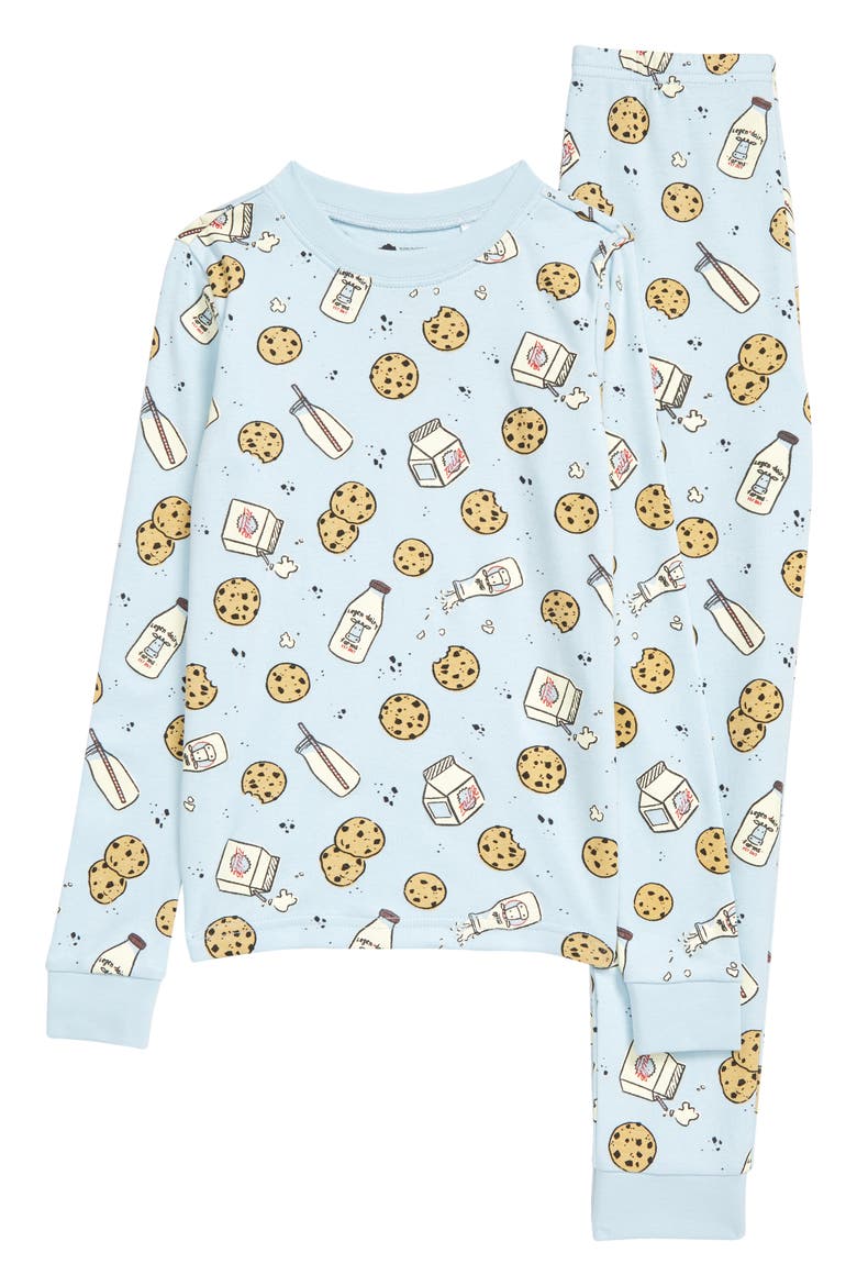 Kids' Glow in the Dark Fitted Two-Piece Pajamas, Main, color, BLUE SKYRIDE COOKIES GLOW