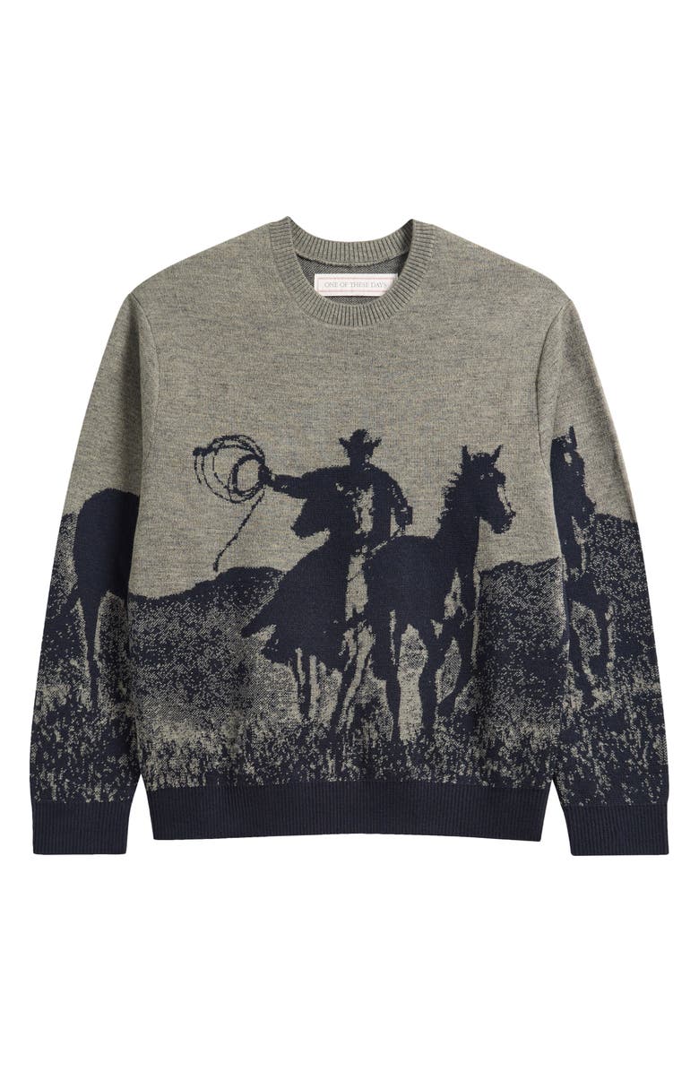ONE OF THESE DAYS Spirit of the Plains Crewneck Sweater, Alternate, color, Charcoal