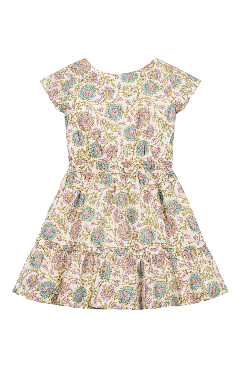 Hope & Henry Girls' Organic Short Sleeve Split Neck Tiered Dress, Kids, Alternate, color, 