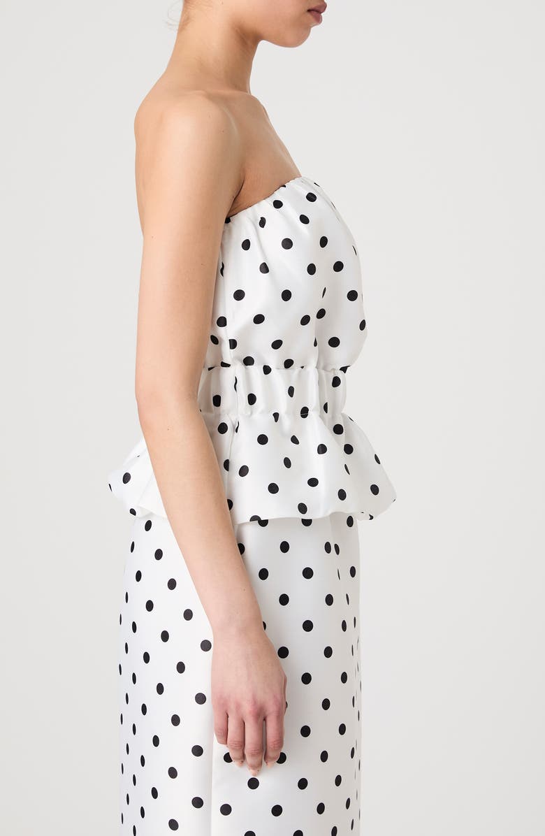 French Connection Polka Dot Strapless Peplum Top, Alternate, color, Summer White-Polka Dot