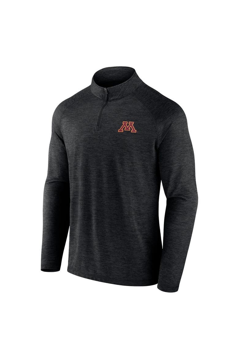 Men's Fanatics Branded Charcoal Minnesota Golden Gophers Primary Logo Raglan Quarter-Zip Top, Alternate, color, Charcoal