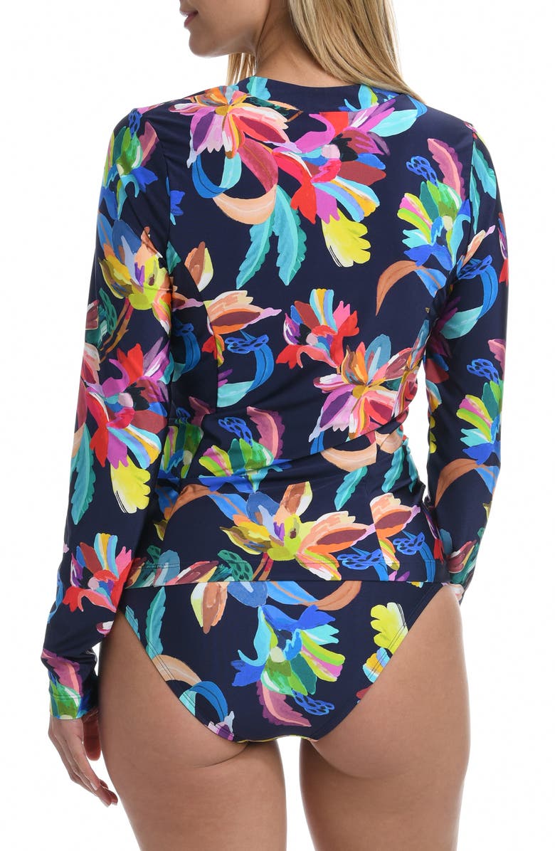 La Blanca Sea Floral Long Sleeve Half Zip Rashguard, Alternate, color,