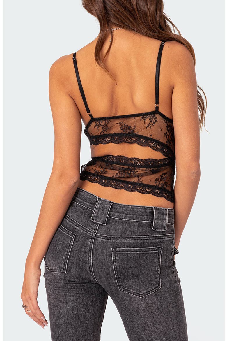 Spice Cutout Sheer Lace Camisole, Alternate, color, BLACK