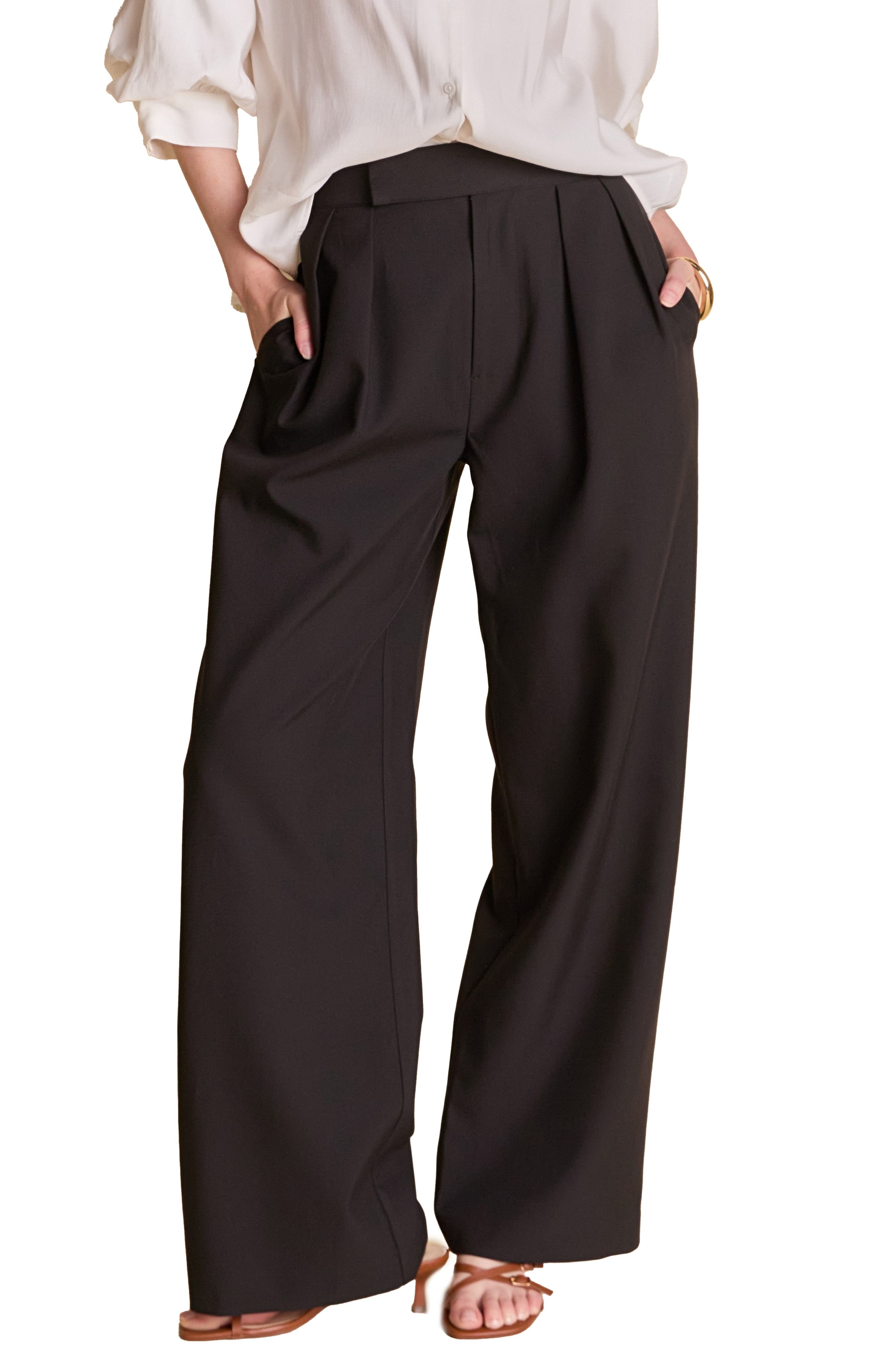 Endless Rose High Waist Wide Leg Pants in Black 