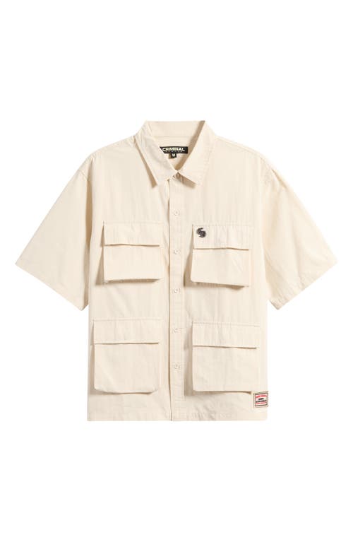 Criminal Damage Patterson Short Sleeve Cotton Button-up Utility Shirt In Gold