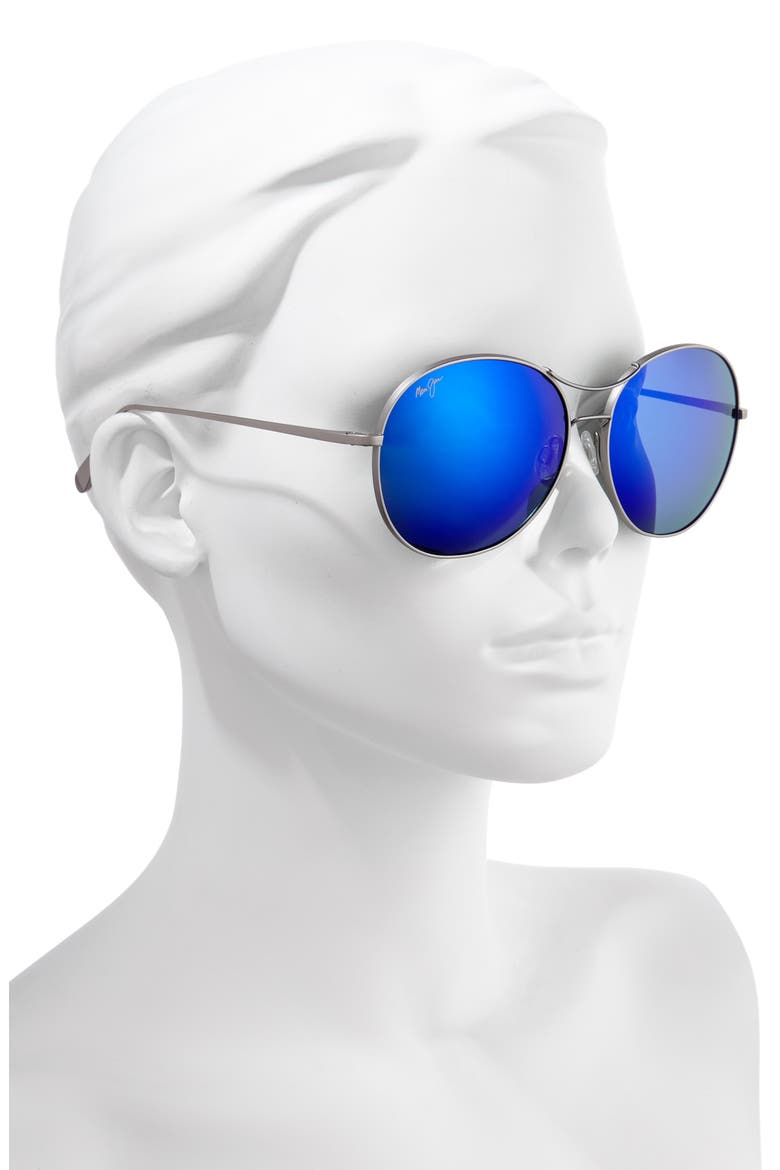 Opihi 61mm PolarizedPlus2® Round Sunglasses, Alternate, color, TITANIUM/ BLUE HAWAII