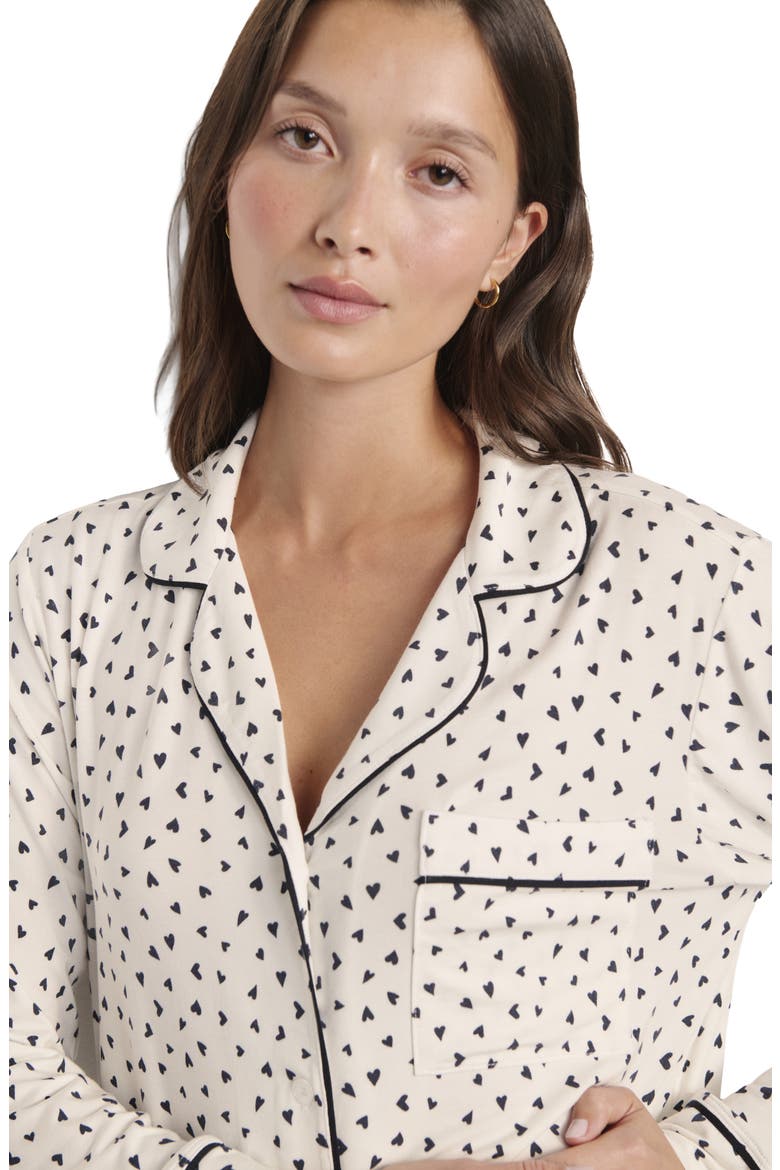 Gisele Printed Long Pajamas, Alternate, color, HEART TO HEART BLACK/BLK