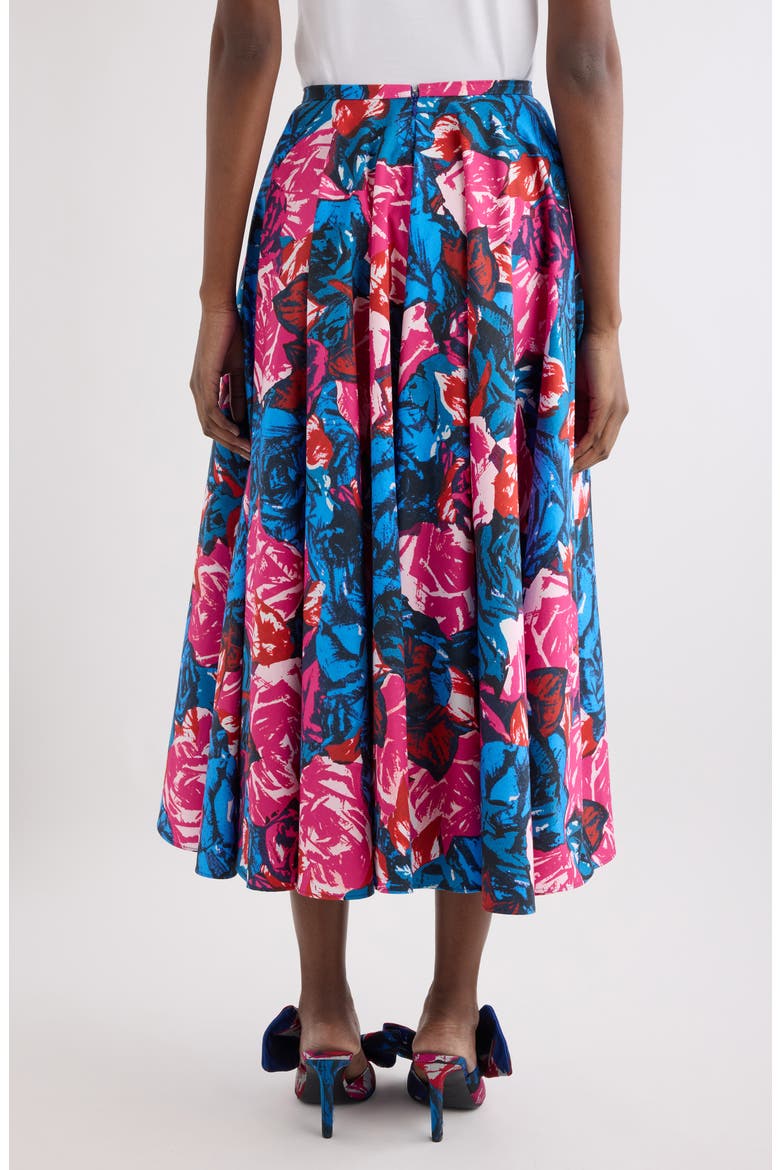 Rose Print Circular Cotton Poplin Midi Skirt, Alternate, color, ROYAL BLUE