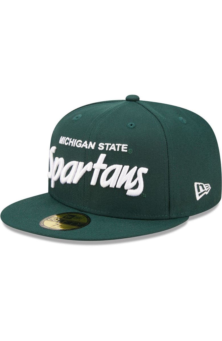 New Era Men's New Era Green Michigan State Spartans Script Original 59FIFTY Fitted Hat, Alternate, color,