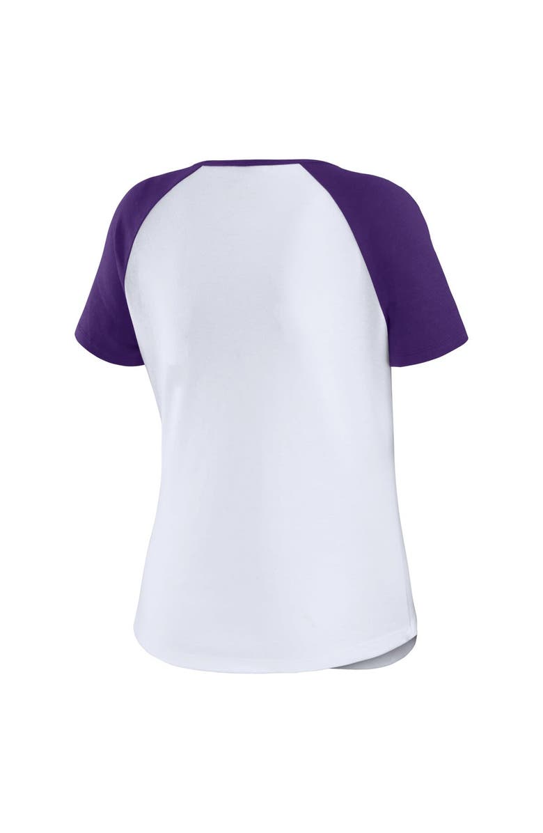 WEAR by Erin Andrews Women's WEAR by Erin Andrews White LSU Tigers Baseball Logo Raglan Henley T-Shirt, Alternate, color, 