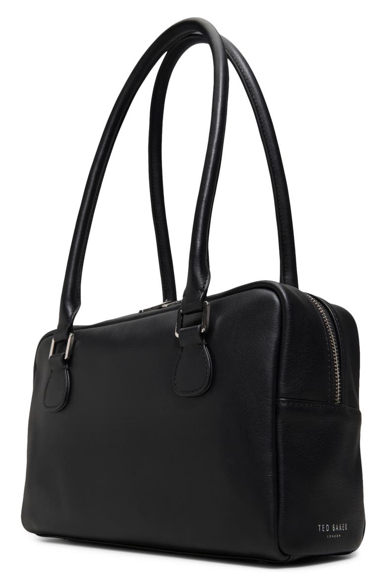 Elanie Leather Top Handle Bag, Alternate, color, BLACK