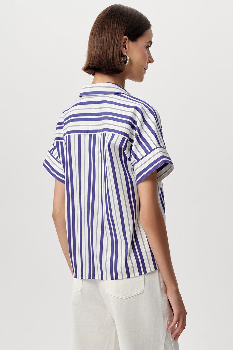 Alsatia Dropped Short Sleeve Striped Shirt, Alternate, color, Blue