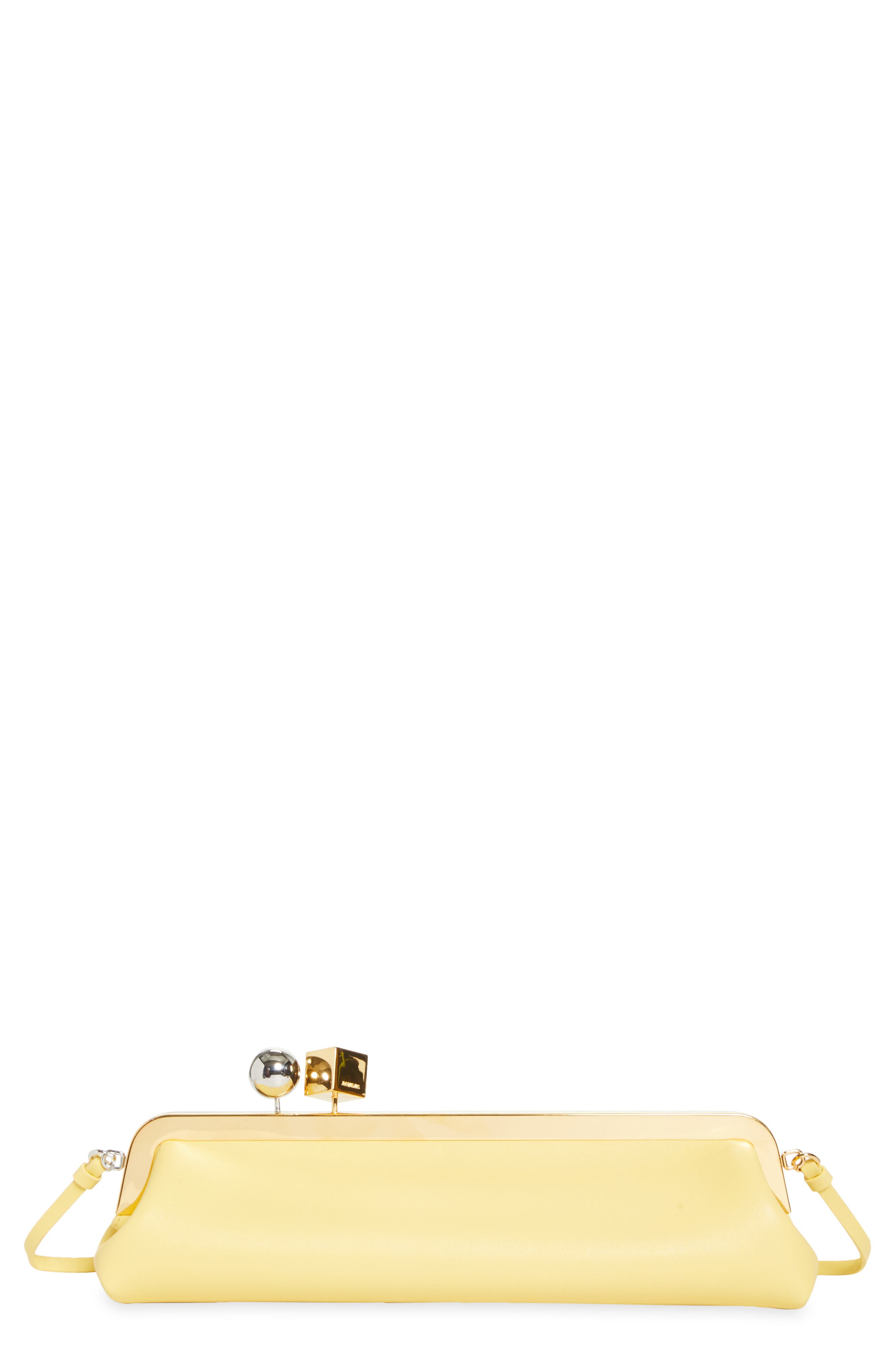 Jacquemus La Pochette Salon Leather Clutch, Main, color, Light Yellow 210