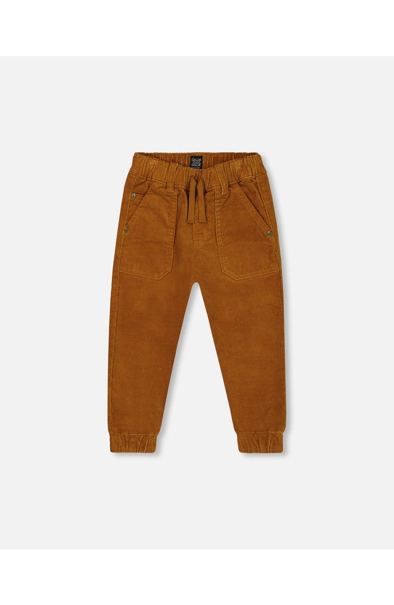 Deux par Deux Little Boy's Stretch Corduroy Jogger Pants Caramel Brown, Main, color, 