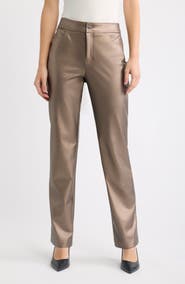Anne Klein Metallic Faux Leather Bootleg Pants