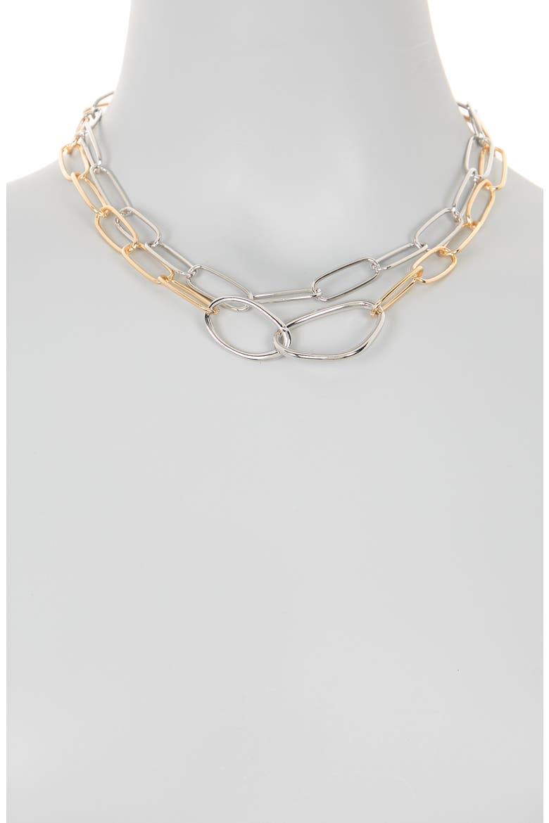 Tiered Open Link Necklace, Alternate, color, RHODIUM- GOLD