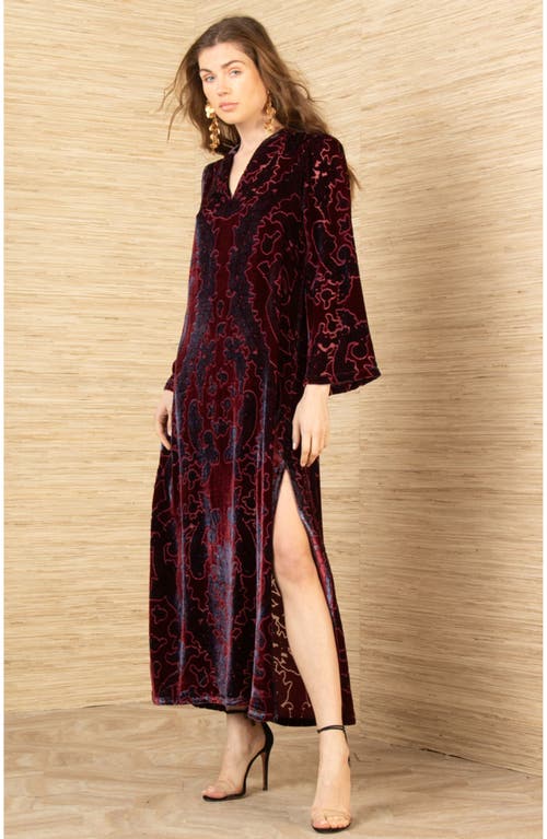 Hale Bob Emberlynn Velvet Dress In Burgundy
