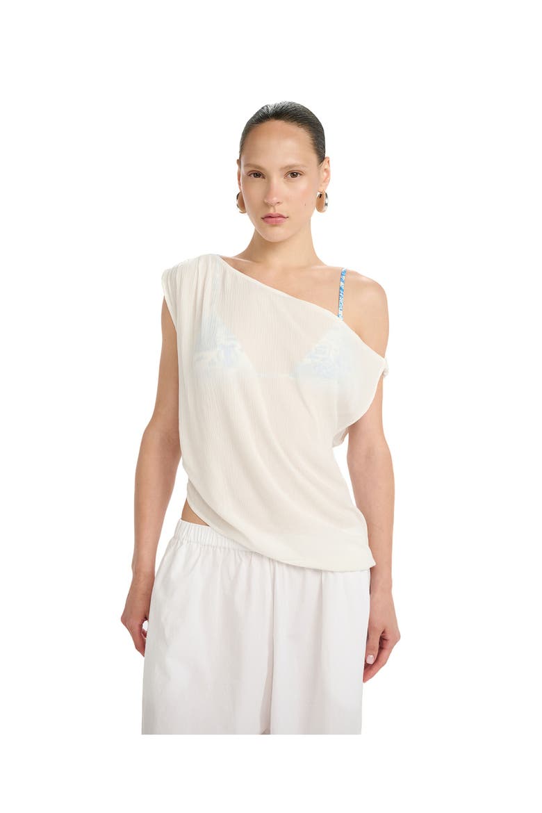 Resort One Shoulder Twist Top Cover-Up, Main, color, White