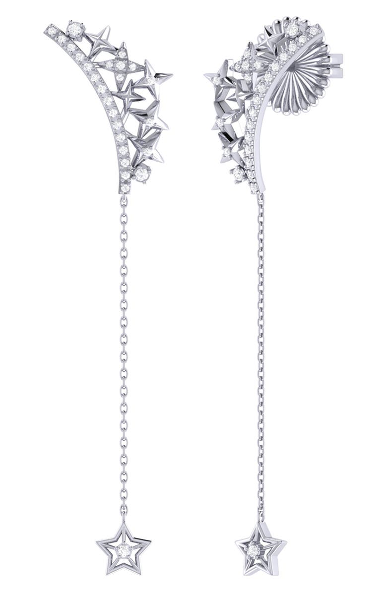 LuvMyJewelry Starry Cascade Diamond Drop Earrings, Main, color, Silver