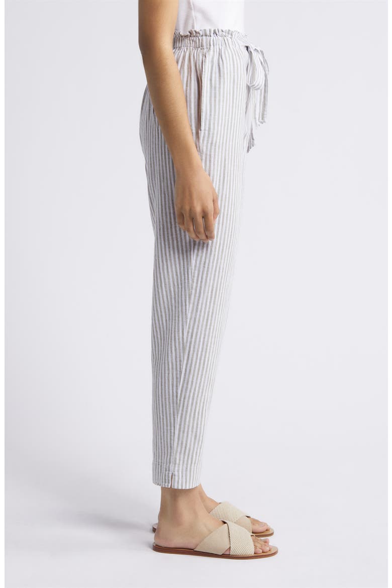 Giavanna Stripe Tapered Linen & Cotton Pants, Alternate, color, SAGE LEAVES