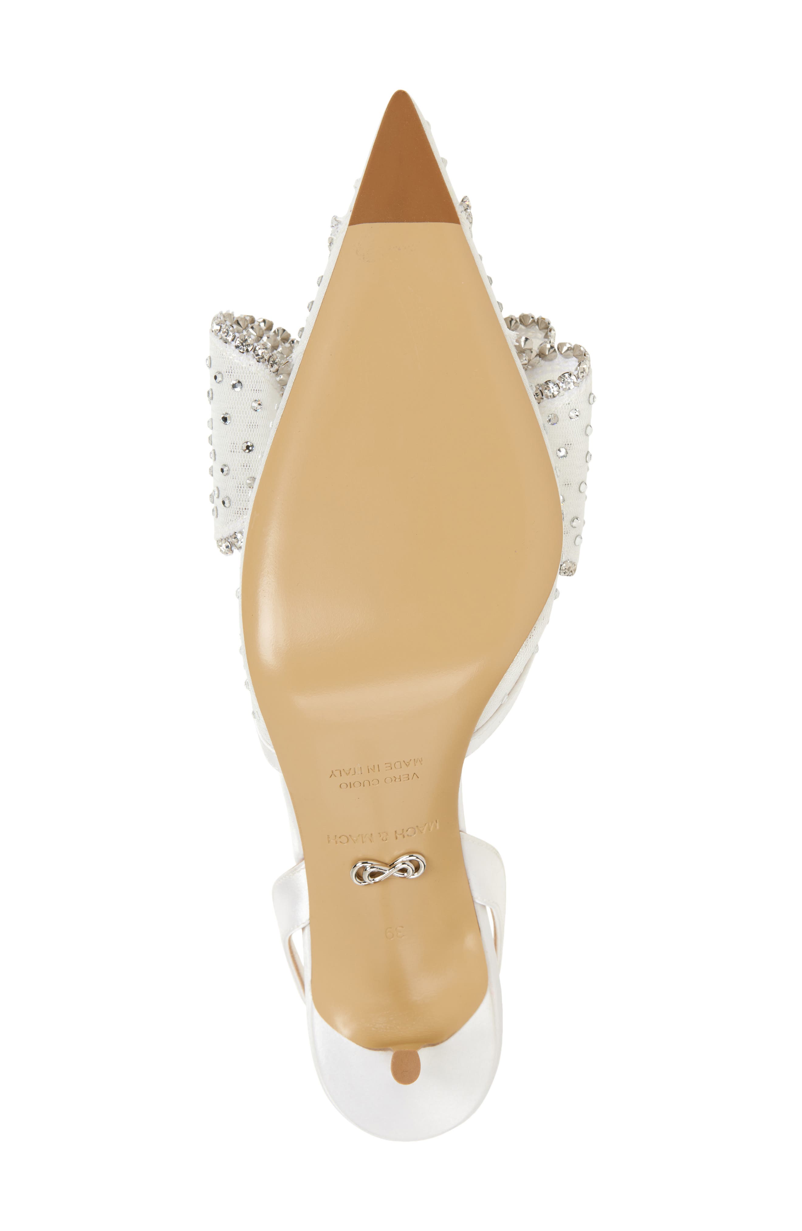 Mach & Mach Le Cadeau Bow Pointed Toe Slingback Pump, Alternate, color, White