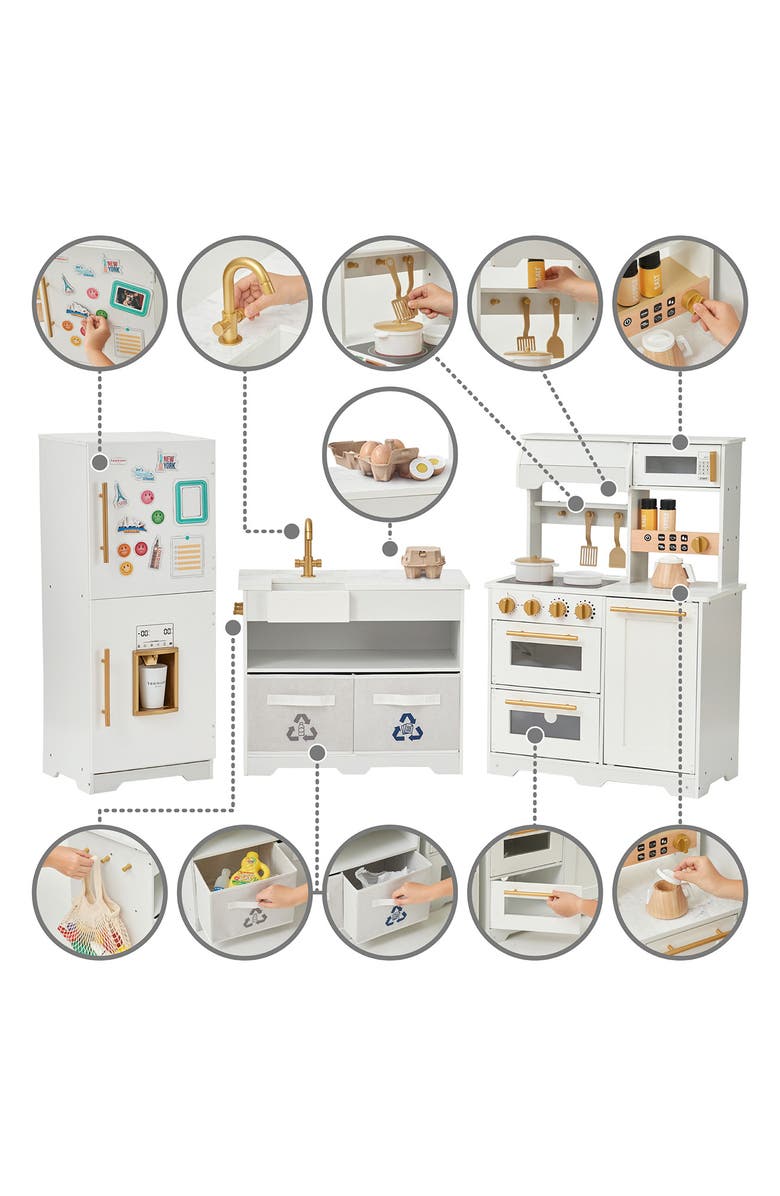 Teamson Kids Chef Atlanta Large Kitchen Playset, Alternate, color, White/ Gold