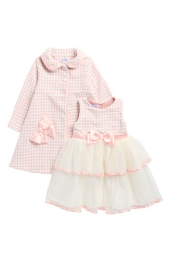 Blueberry Kids' Textured Party Dress & Coat Set In Multi