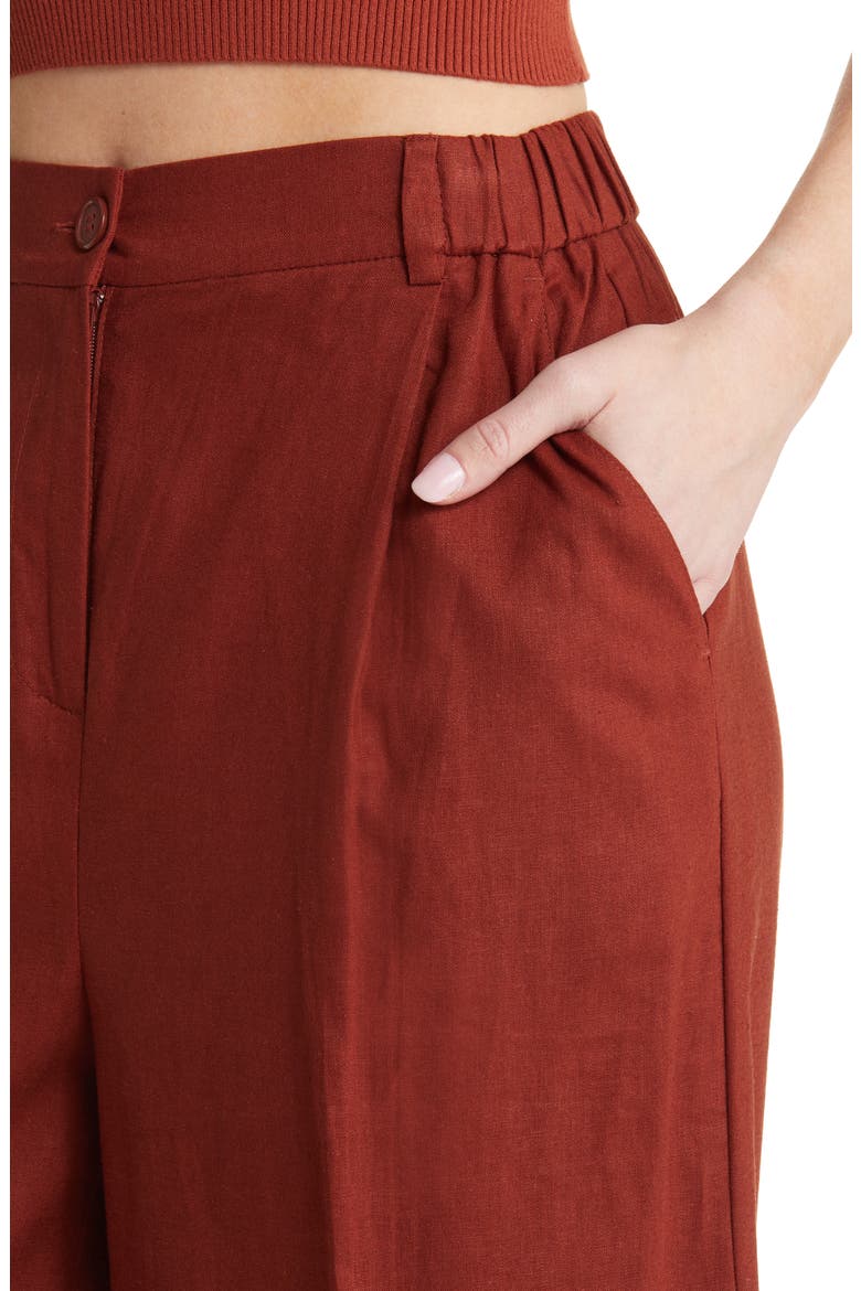 Linen Blend Trousers, Alternate, color, RUST CHERRY