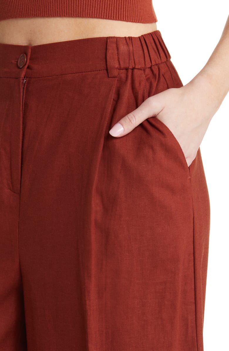 Open Edit Linen Blend Trousers, Alternate, color,