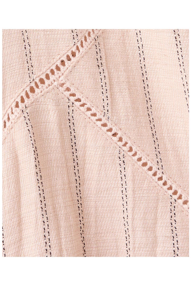 Striped V-Neck Top with Openwork Details, Alternate, color, PASTEL PINK