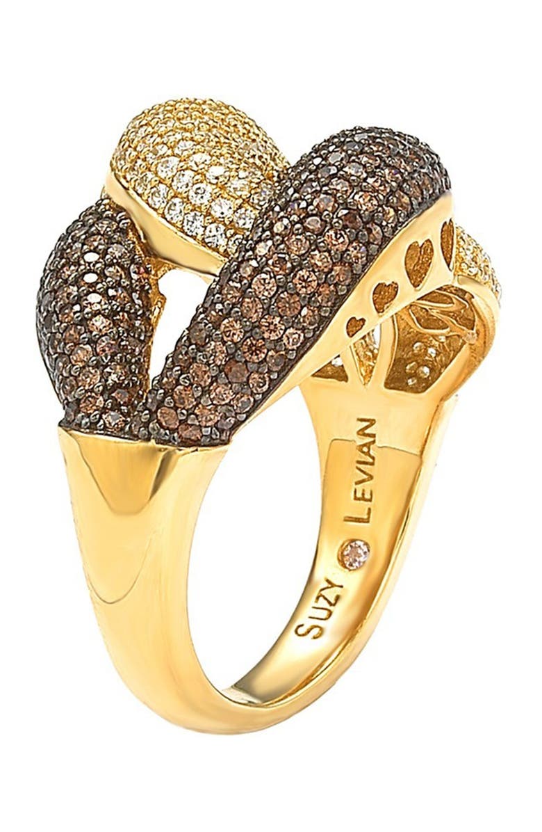 SUZY LEVIAN Two-Tone Chocolate & White CZ Ring, Alternate, color, Brown