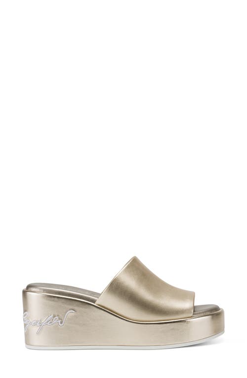 Karl Lagerfeld Paris Calvina Platform Wedge Sandal In White Gold