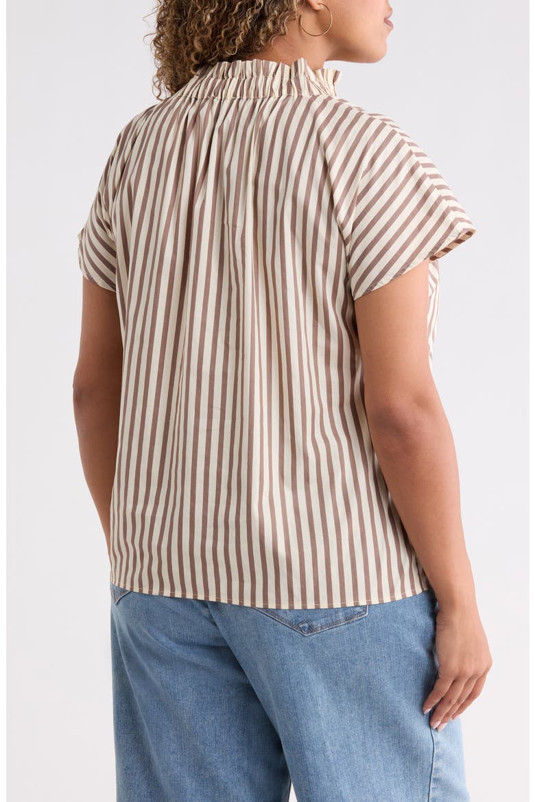 Patma Ruffle Stripe Shirt, Alternate, color, BROWN-CREAM