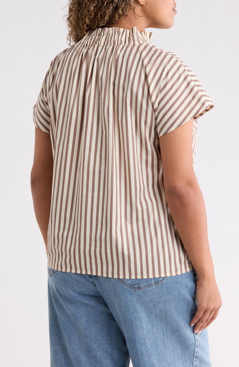 SUGARLIPS Patma Ruffle Stripe Shirt, Alternate, color, Brown-Cream