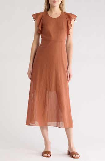 Theory Ruffle Sleeve Midi Dress