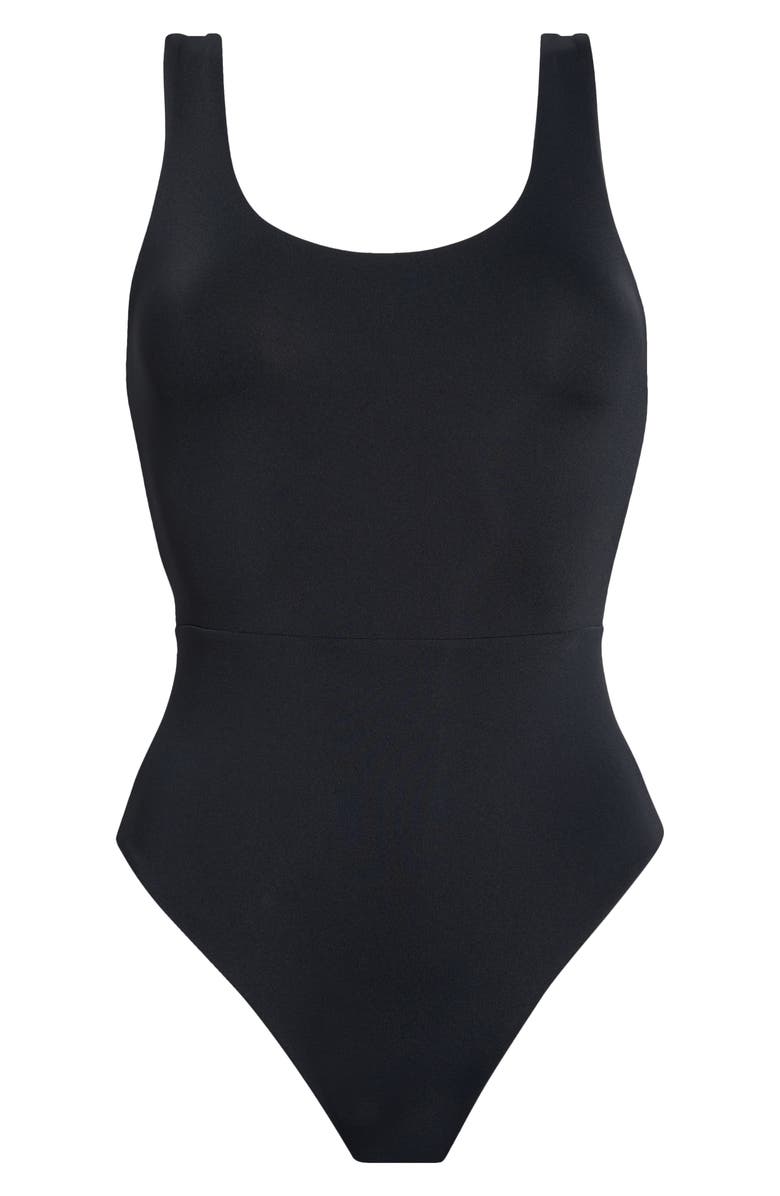 LEFT ON FRIDAY Double Scoop One-Piece Swimsuit, Alternate, color, Jet