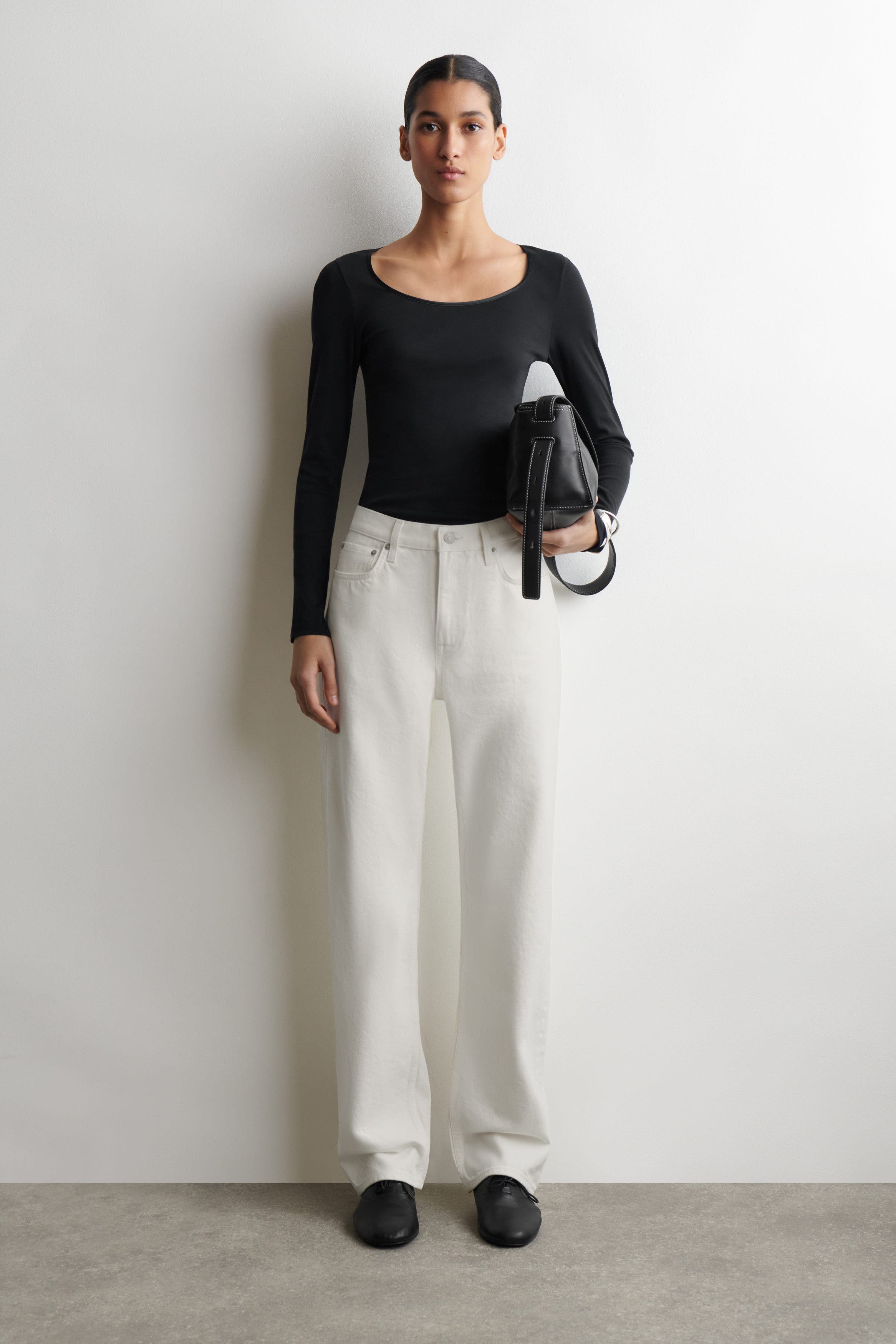 Satin-Trimmed Cotton Jersey Long-Sleeved Top - image 2