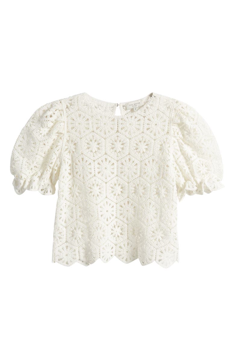 Ted Baker London Ambya Puff Sleeve Sheer Knit Top, Alternate, color, 