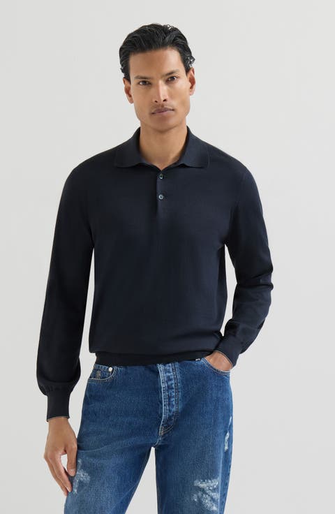 Cotton lightweight knit polo shirt