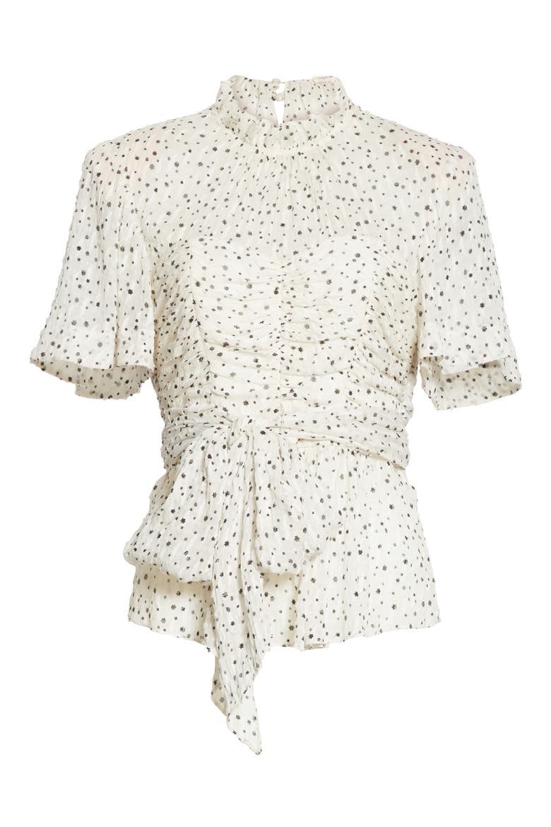Star Tie Silk Blend Blouse, Alternate, color, SNOW COMBO
